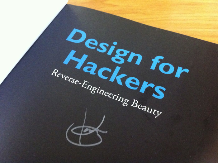 David Kadavy's autograph on the first page of Design for Hackers.